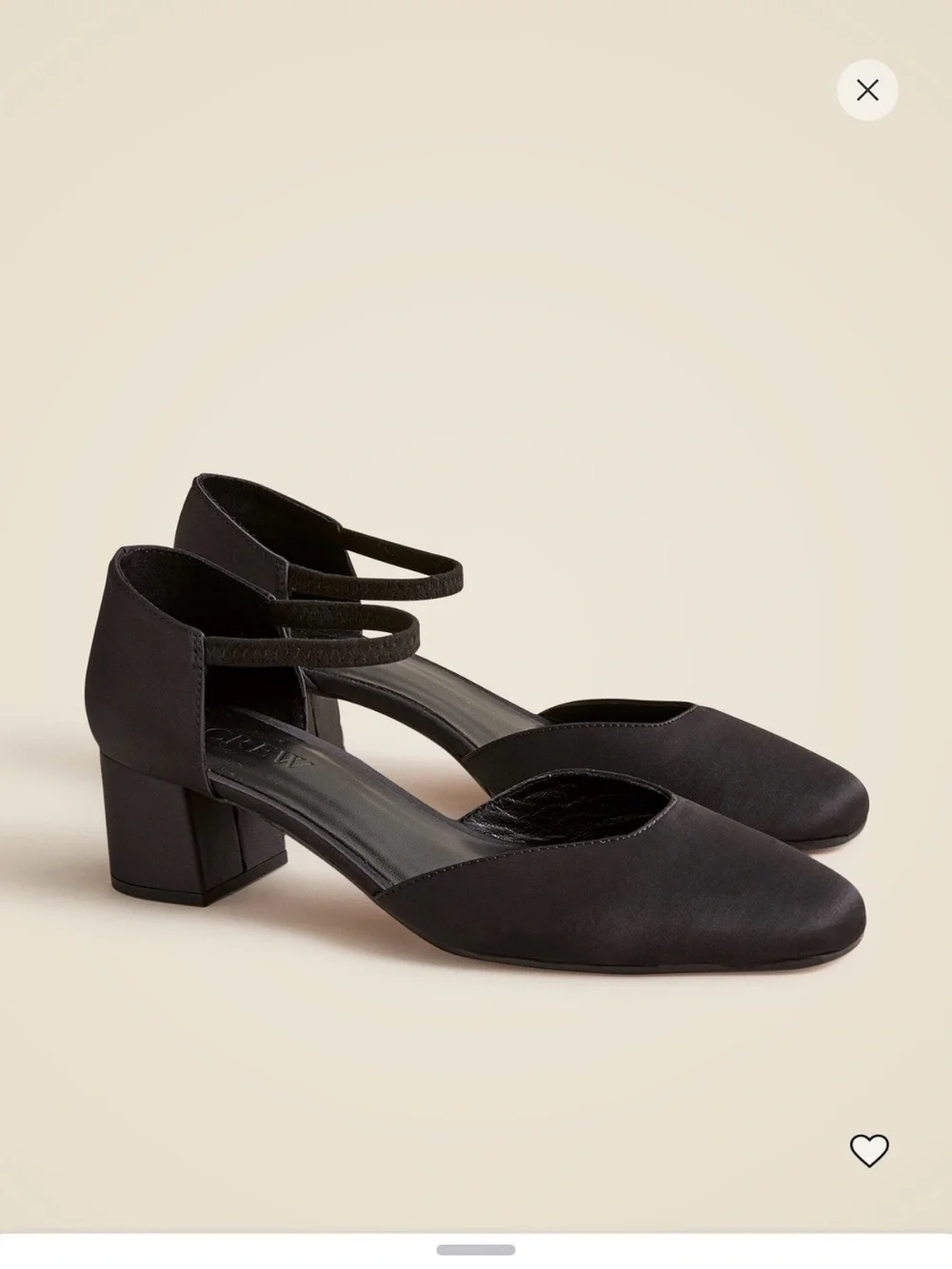 Mollie elastic strap heels in satin black